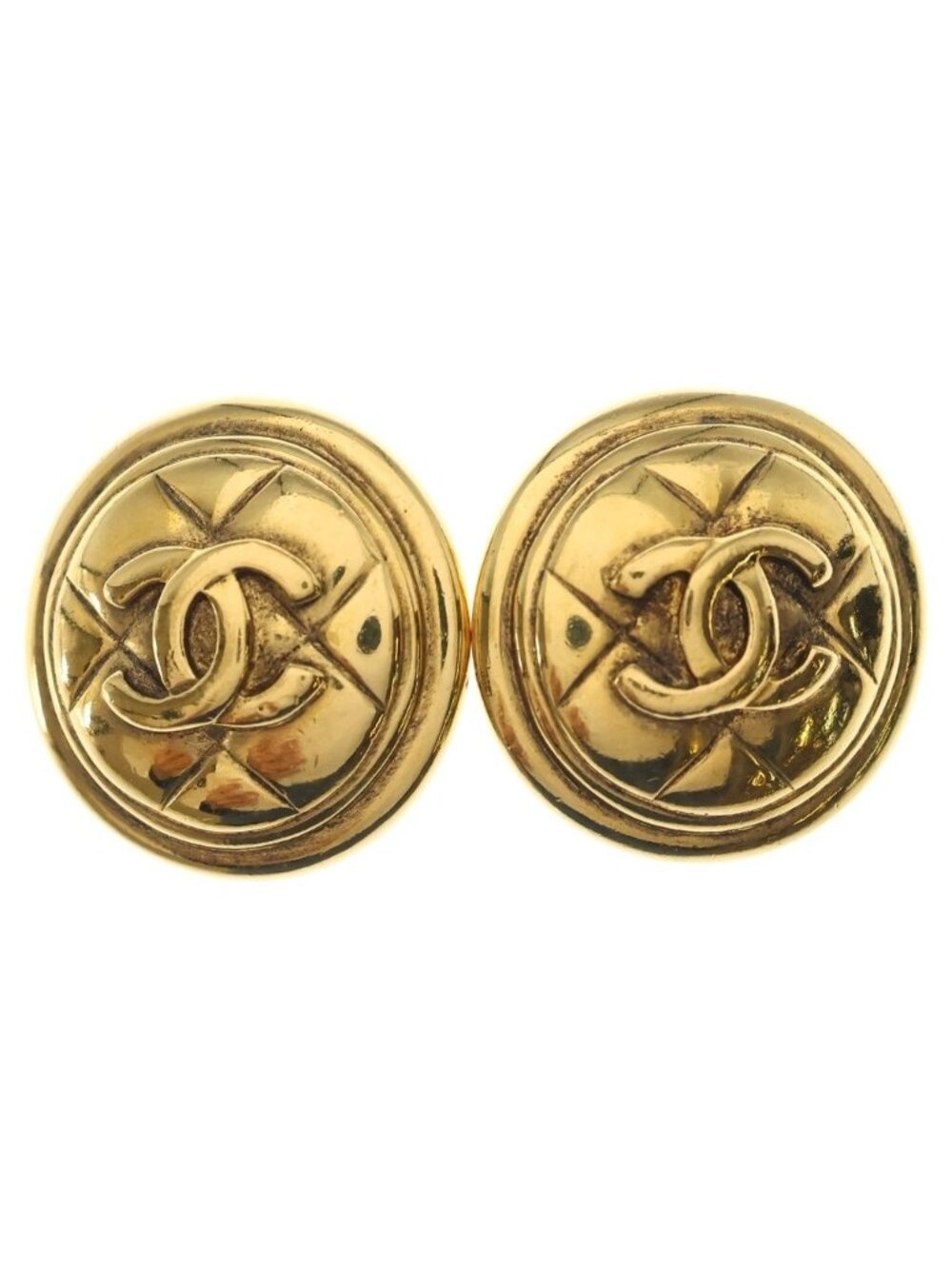 Chanel CC Logo Quilted Vintage Earrings